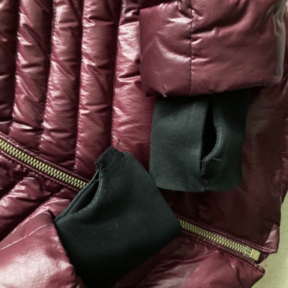 Andew Marc Rissa Burgundy Red Maroon Raccoon Fur Trim Hood Down Winter Coat XS - Picture 4 of 11